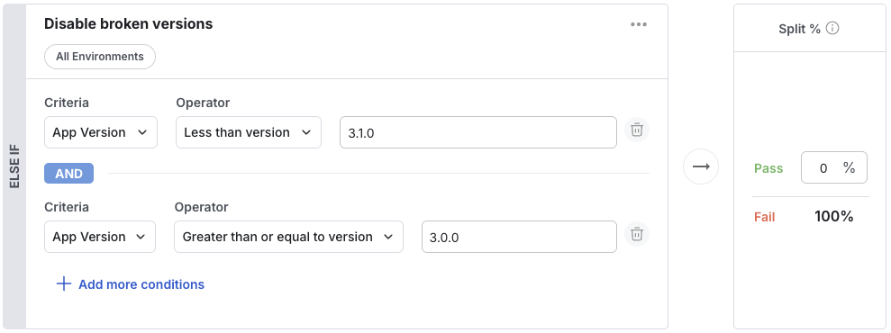 Disable broken versions example