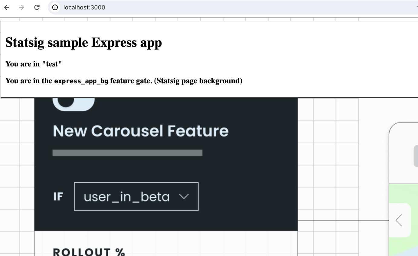 ExpressJS app with feature flag enabled