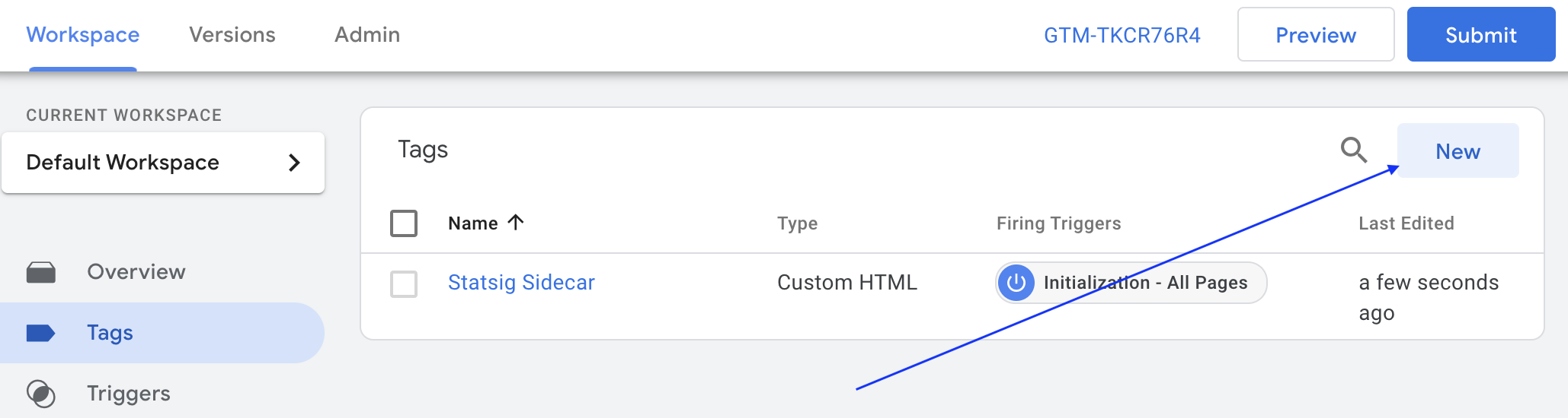 GTM create new tag interface