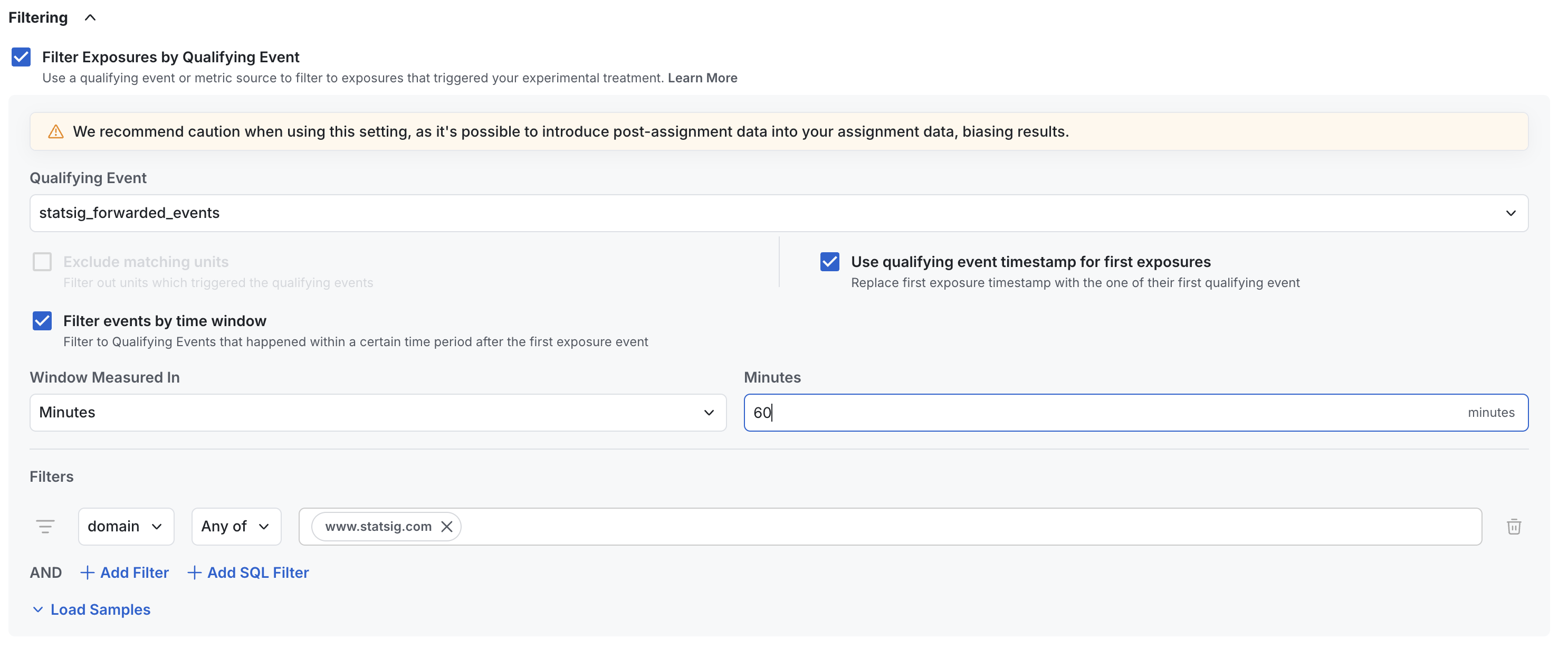 qualifying event filter
