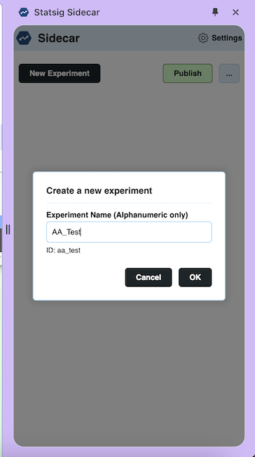 Sidecar experiment setup interface