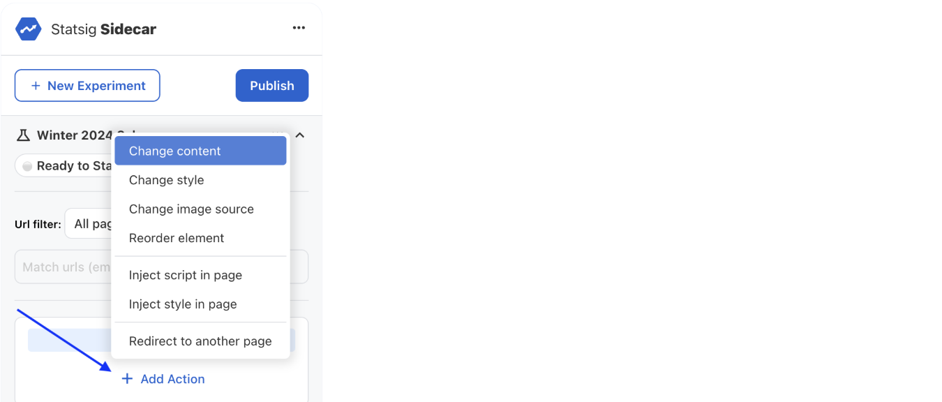 Add action selection menu