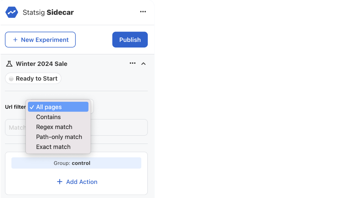 URL targeting configuration interface