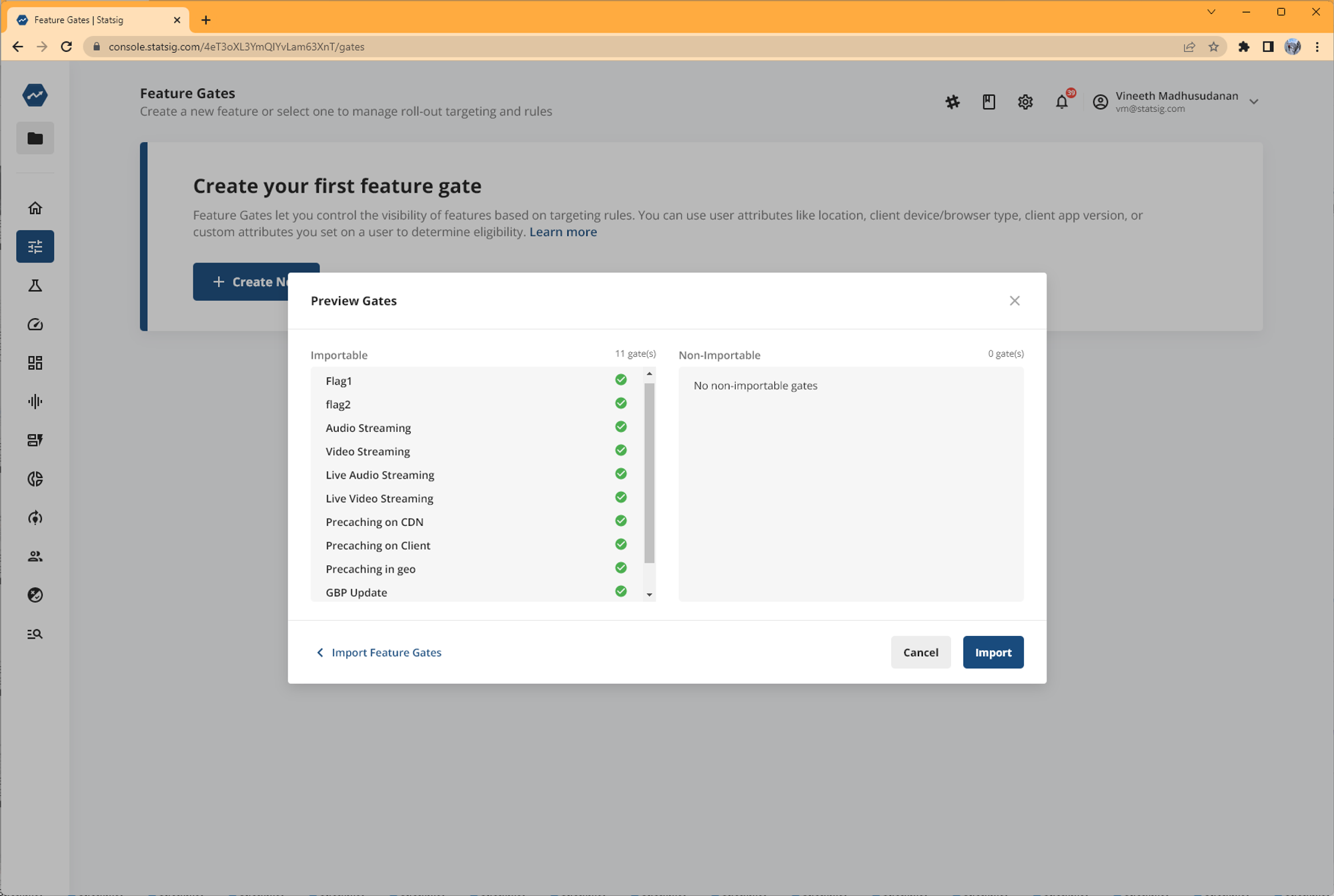 Migration summary preview screen